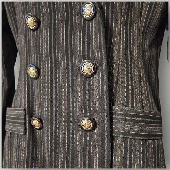 VTG Victoria Ashley Women's 5/6 Black Multi Striped Double-Breasted Blazer Jkt - Picture 9 of 16